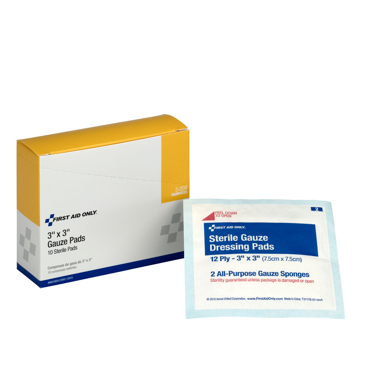Individually Wrapped Sterile Gauze Pads, 3"x3"