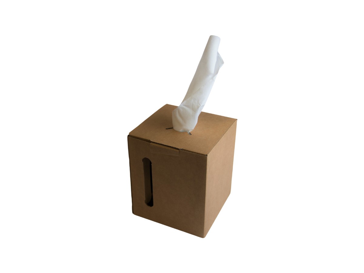 White Embossed Hydrolace Centerpull Roll in a Dispenser Box