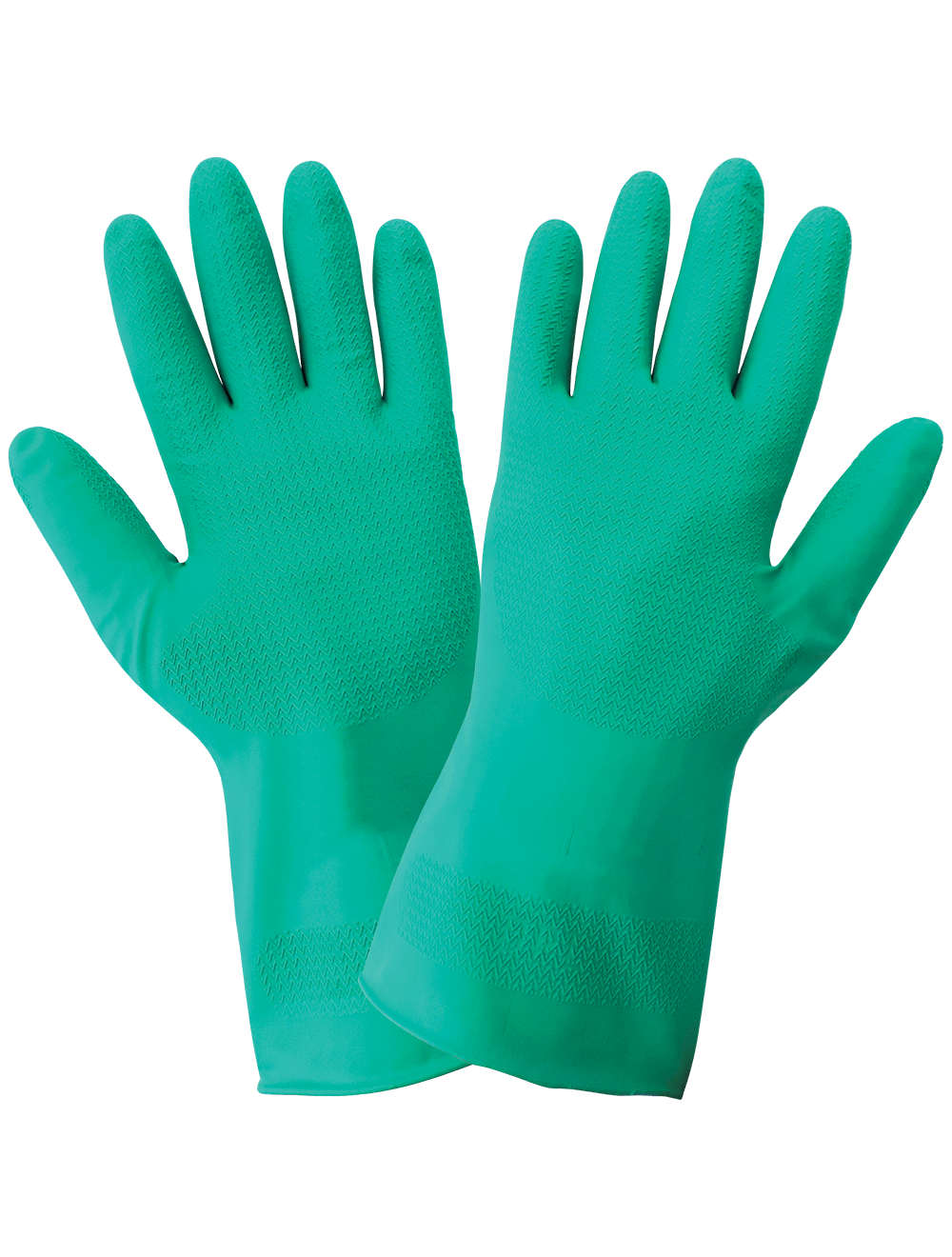 Ambidextrous 11-Mil Unlined Green Nitrile Wave Pattern Grip Unsupported Glove