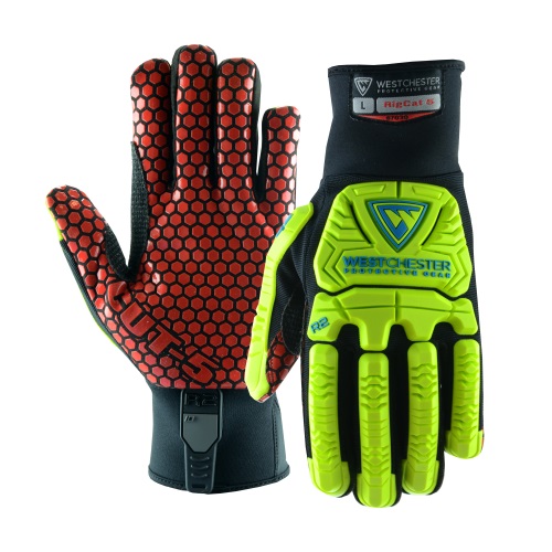 R2 RigCat™ Synthetic Leather Palm with Silicone Grip and Fabric Back with TPR Impact Protection