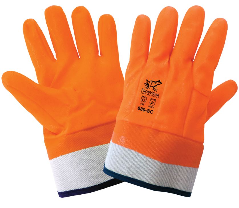 FrogWear® Cold Protection High-Visibility Insulated Double-Coated PVC Waterproof Chemical Gloves
