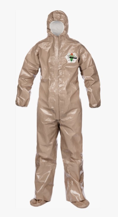 ChemMax® 4 Plus Heat Sealed Seam Tan Coverall with Respirator Fit Hood/Boots