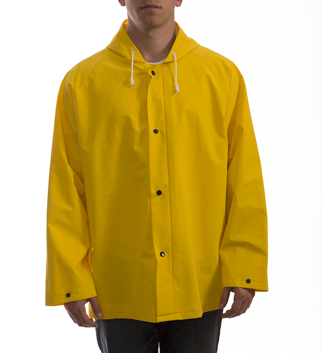 Industrial Yellow Work Jacket with Attached Hood