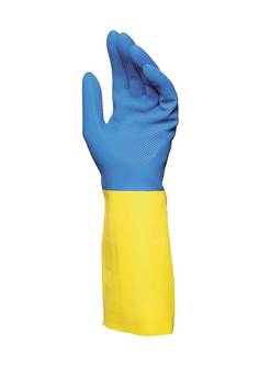 Two-Tone 13" Polychloroprene and Natural Latex Flocklined Chemical Resistant Glove
