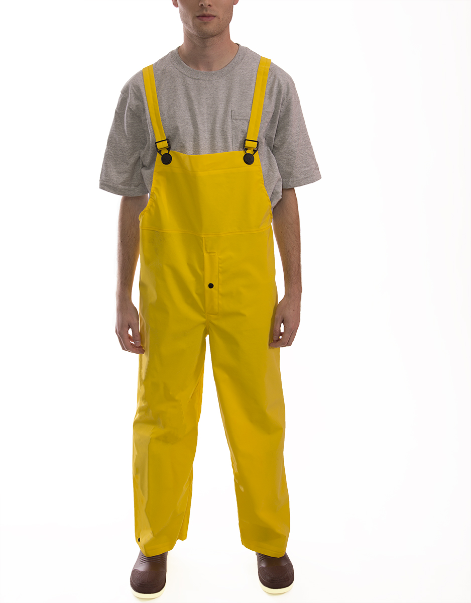 Industrial Yellow Work Overalls with Snap Fly Front