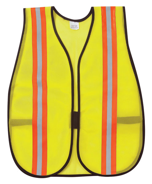 General Purpose Fluorescent Lime Polyester Mesh Vest with Silver Reflective Stripes