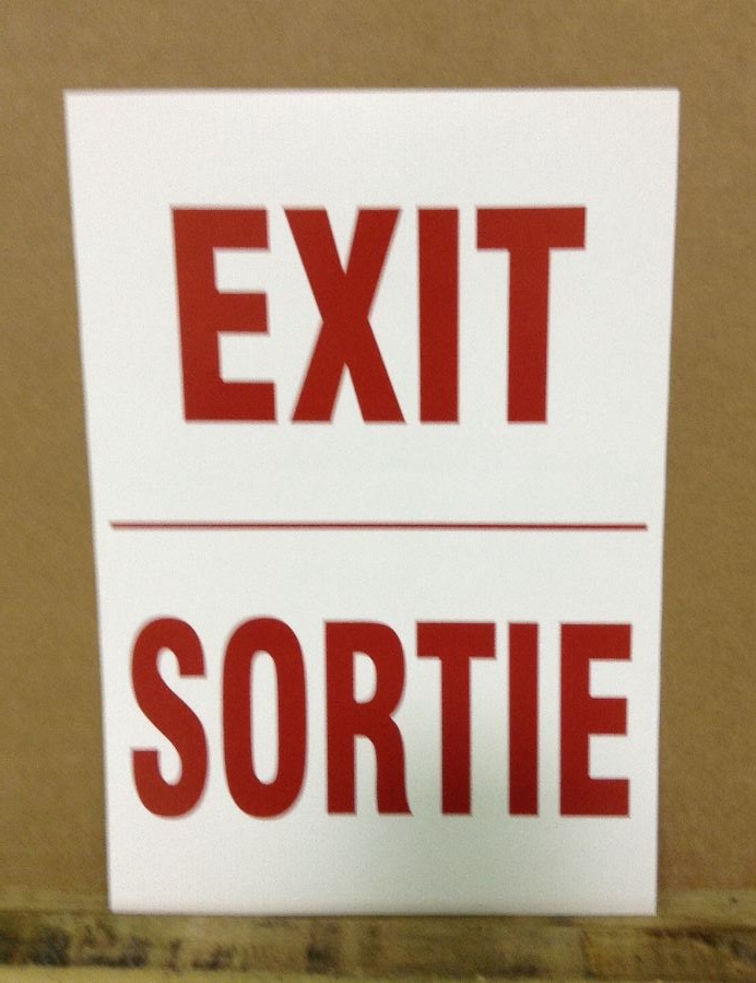 "EXIT" Bilingual (English/French) Adhesive Vinyl Sign