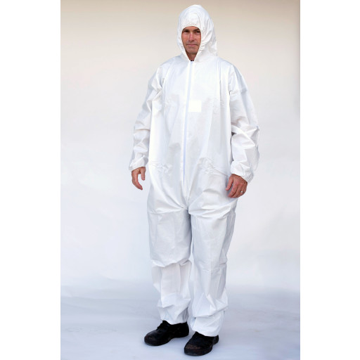 Suntech™ Microporous White Coverall with Attached Hood